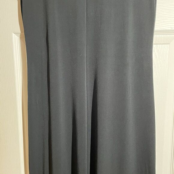 Chicos Blocked Striped Maxi Dress Black and White Pull Over V Neck Size 1 Medium - Picture 3 of 15